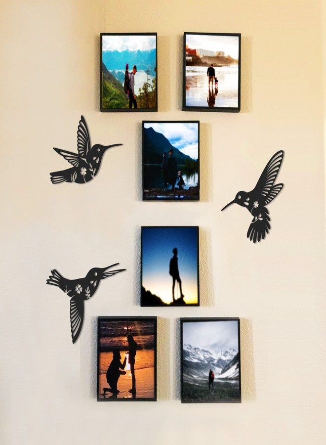 Daogtc Metal Hummingbird Wall Art Decor-Black Metal Wall Art,Bird Wall Sculpture for Home Kitchen Patio Bedroom Living Room Bathroom(3 Pack) - Image 2